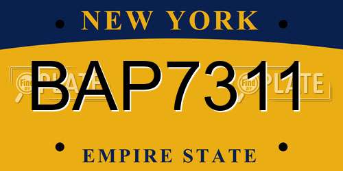 BAP7311 New York License Plate