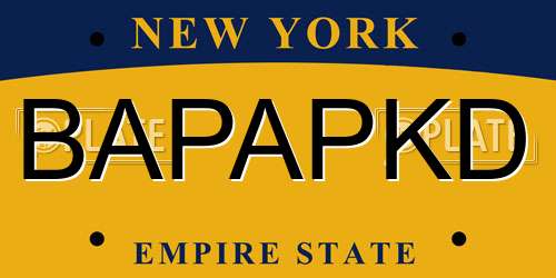 BAPAPKD New York License Plate