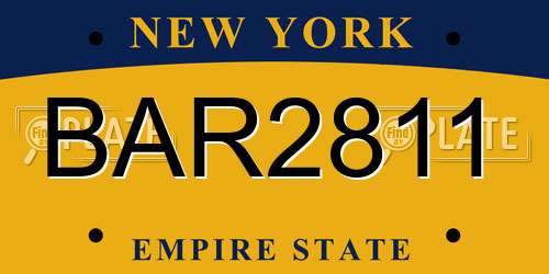 BAR2811 New York License Plate
