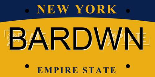 BARDWN New York License Plate