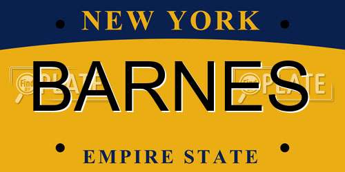 BARNES New York License Plate