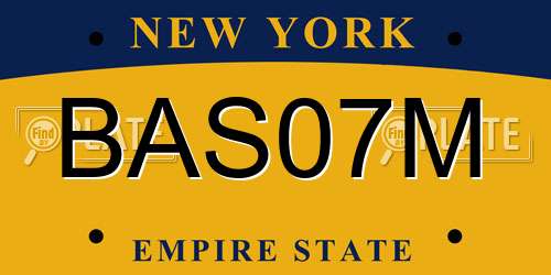 BAS07M New York License Plate