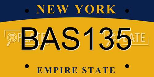 BAS135 New York License Plate