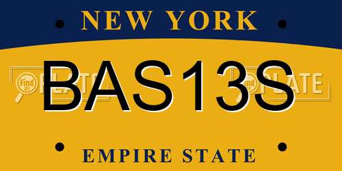 BAS13S New York License Plate