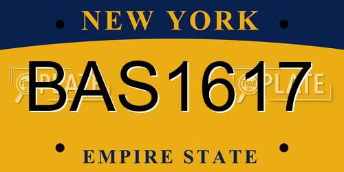 BAS1617 New York License Plate