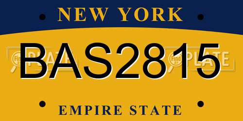 BAS2815 New York License Plate