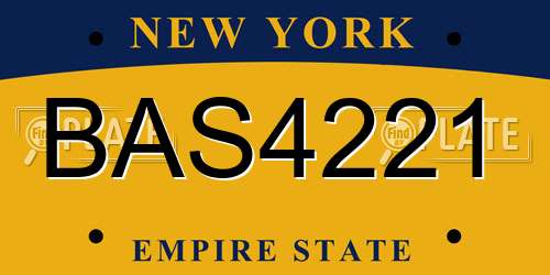 BAS4221 New York License Plate