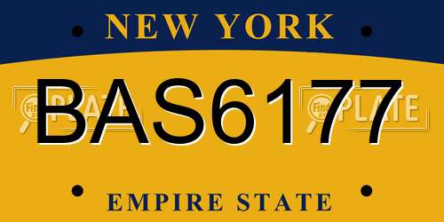 BAS6177 New York License Plate
