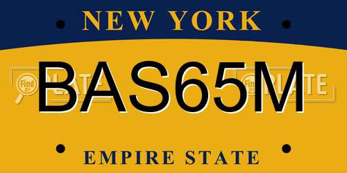 BAS65M New York License Plate