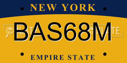 BAS68M New York License Plate