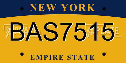 BAS7515 New York License Plate