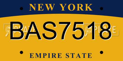 BAS7518 New York License Plate