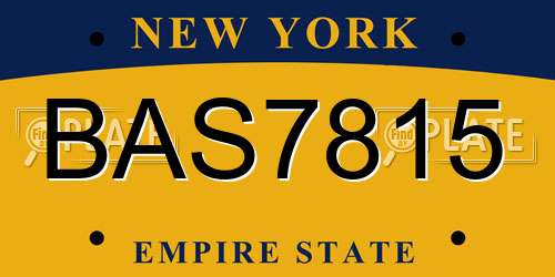 BAS7815 New York License Plate