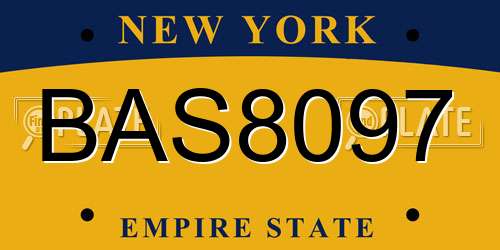 BAS8097 New York License Plate