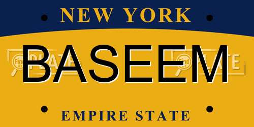 BASEEM New York License Plate