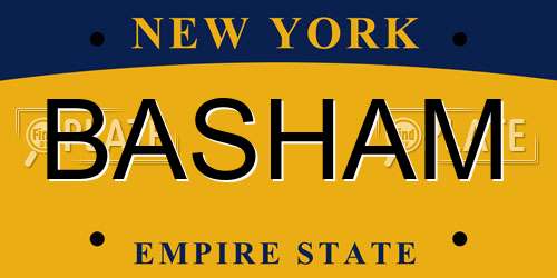 BASHAM New York License Plate