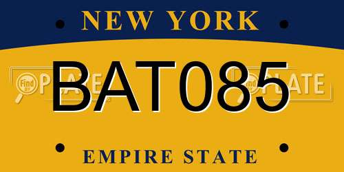 BAT085 New York License Plate
