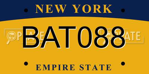 BAT088 New York License Plate