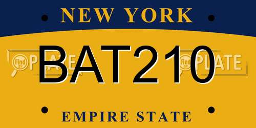 BAT210 New York License Plate