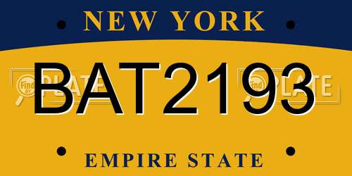BAT2193 New York License Plate