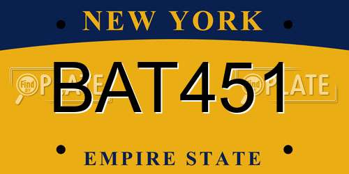 BAT451 New York License Plate