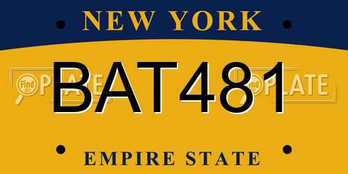 BAT481 New York License Plate
