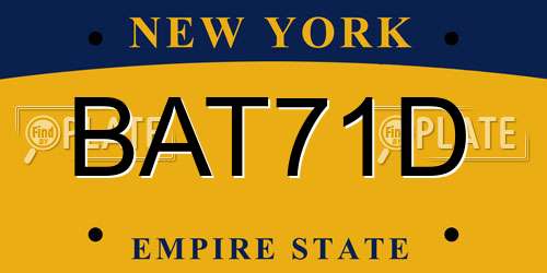 BAT71D New York License Plate