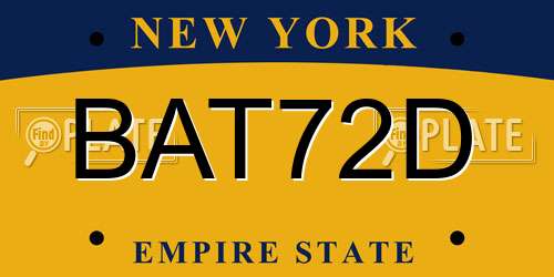 BAT72D New York License Plate