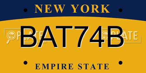 BAT74B New York License Plate