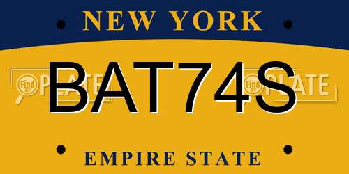 BAT74S New York License Plate