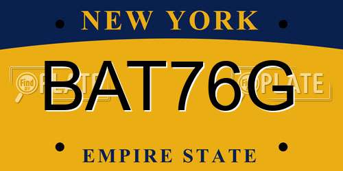 BAT76G New York License Plate