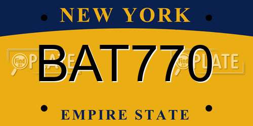 BAT770 New York License Plate
