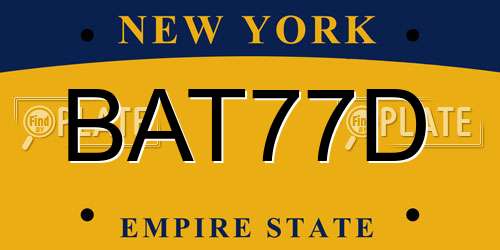BAT77D New York License Plate