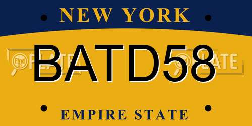 BATD58 New York License Plate