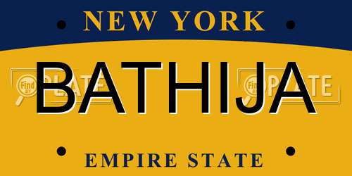 BATHIJA New York License Plate