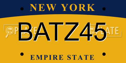 BATZ45 New York License Plate