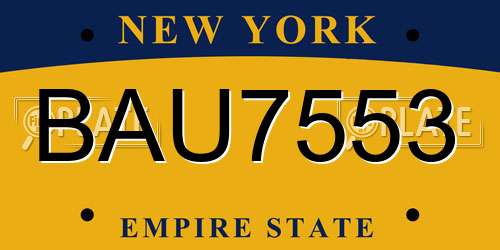 BAU7553 New York License Plate