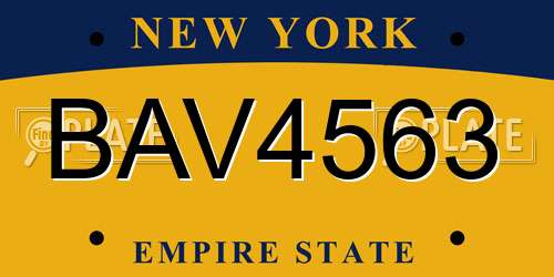 BAV4563 New York License Plate