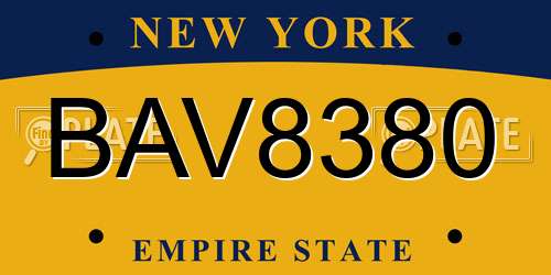 BAV8380 New York License Plate