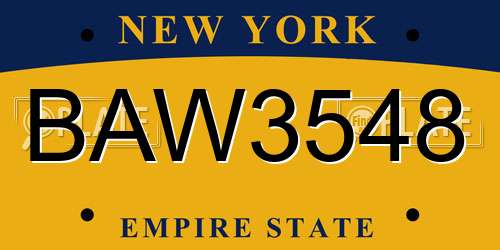 BAW3548 New York License Plate