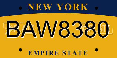 BAW8380 New York License Plate