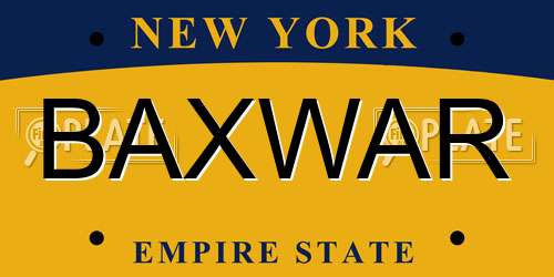 BAXWAR New York License Plate