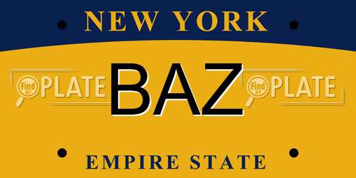 BAZ New York License Plate