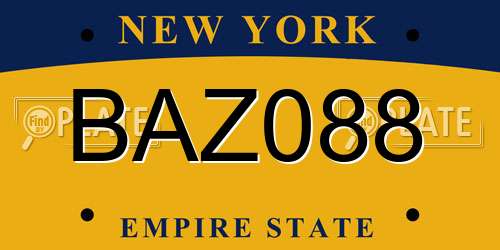 BAZ088 New York License Plate