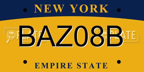 BAZ08B New York License Plate