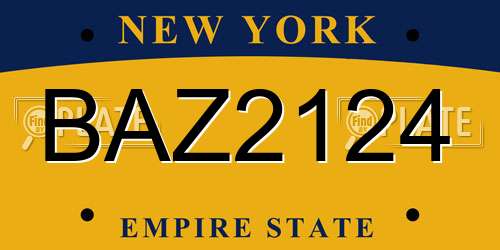 BAZ2124 New York License Plate