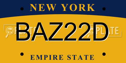 BAZ22D New York License Plate
