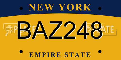 BAZ248 New York License Plate