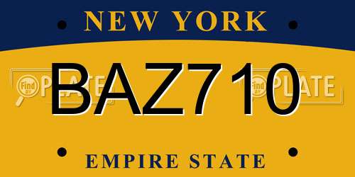 BAZ710 New York License Plate