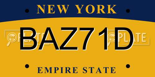 BAZ71D New York License Plate